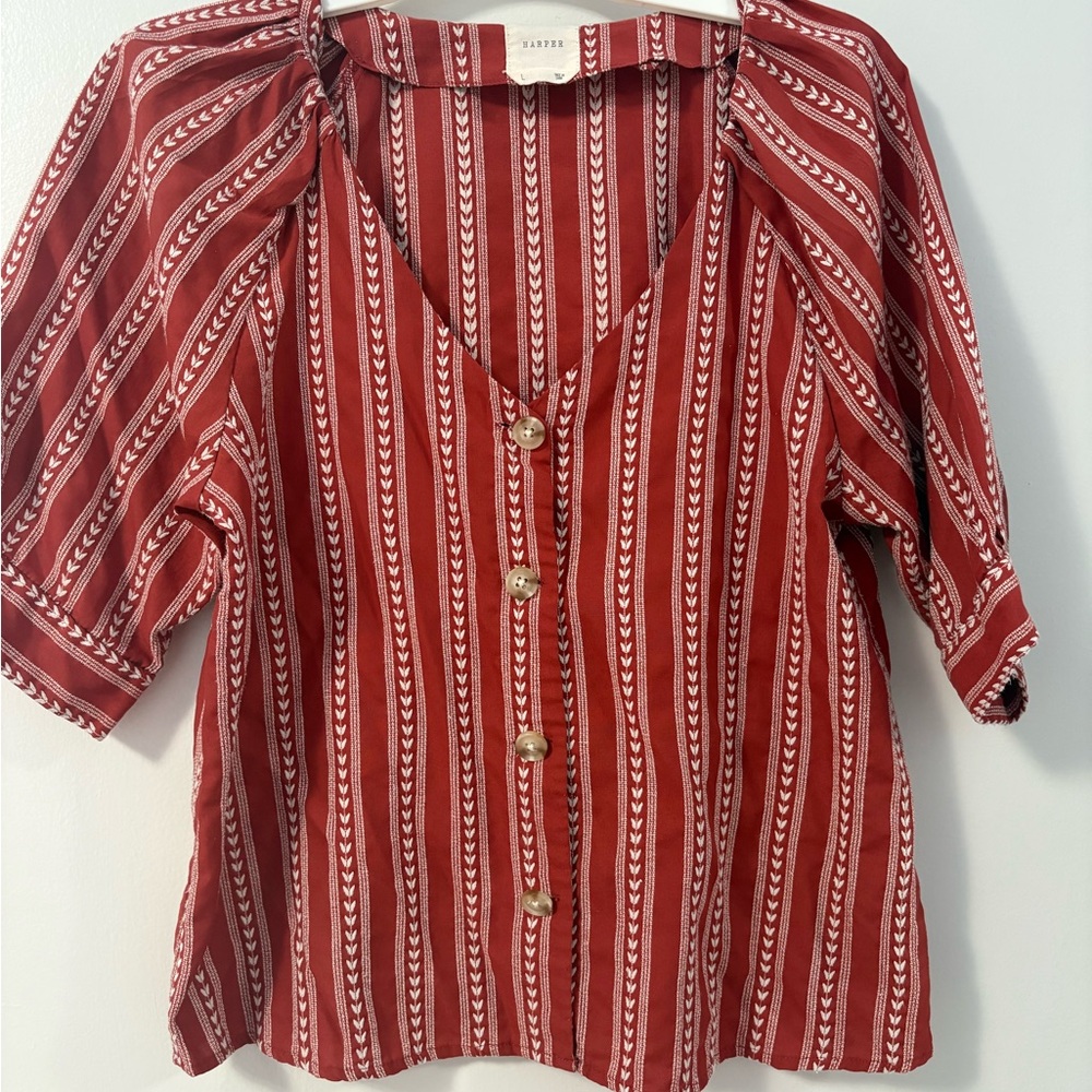 Harper Burgundy Striped Blouse